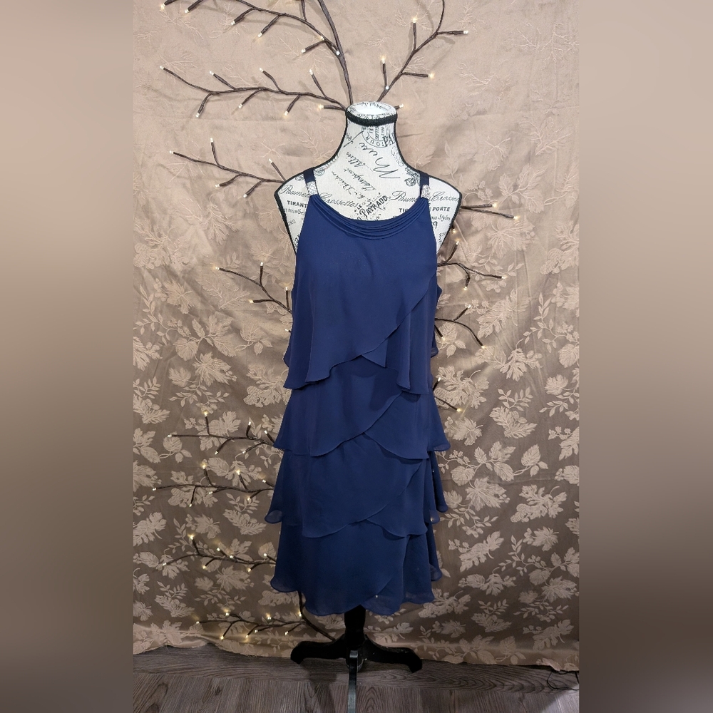 SLNY Tiered Chiffon Cocktail Dress, Size 16, EUC!